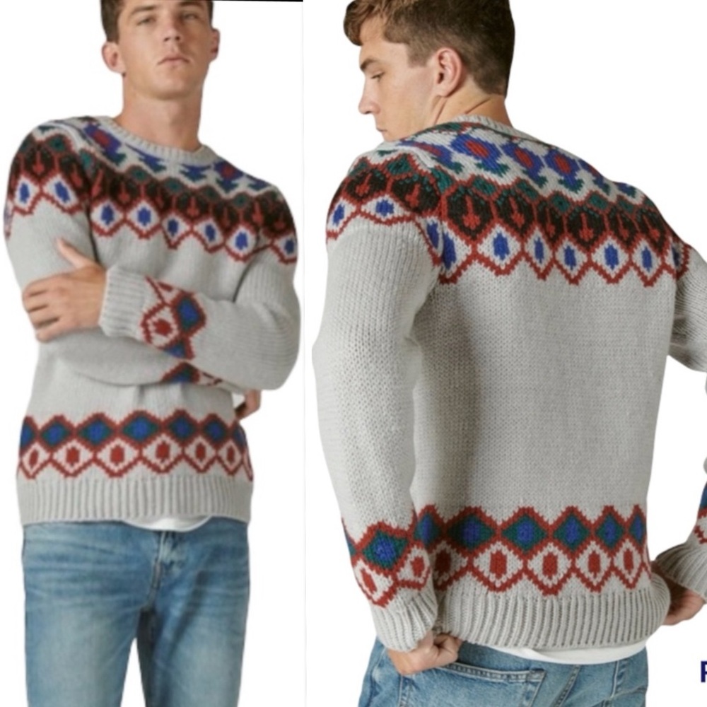 NWT LACKY BRAND Fairisle Crew Neck Sweater Size M